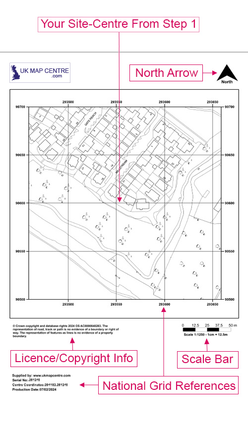 Ordnance Survey Location Plan Os 1:1250 Planning Application Map. For Councils, Utilities Etc